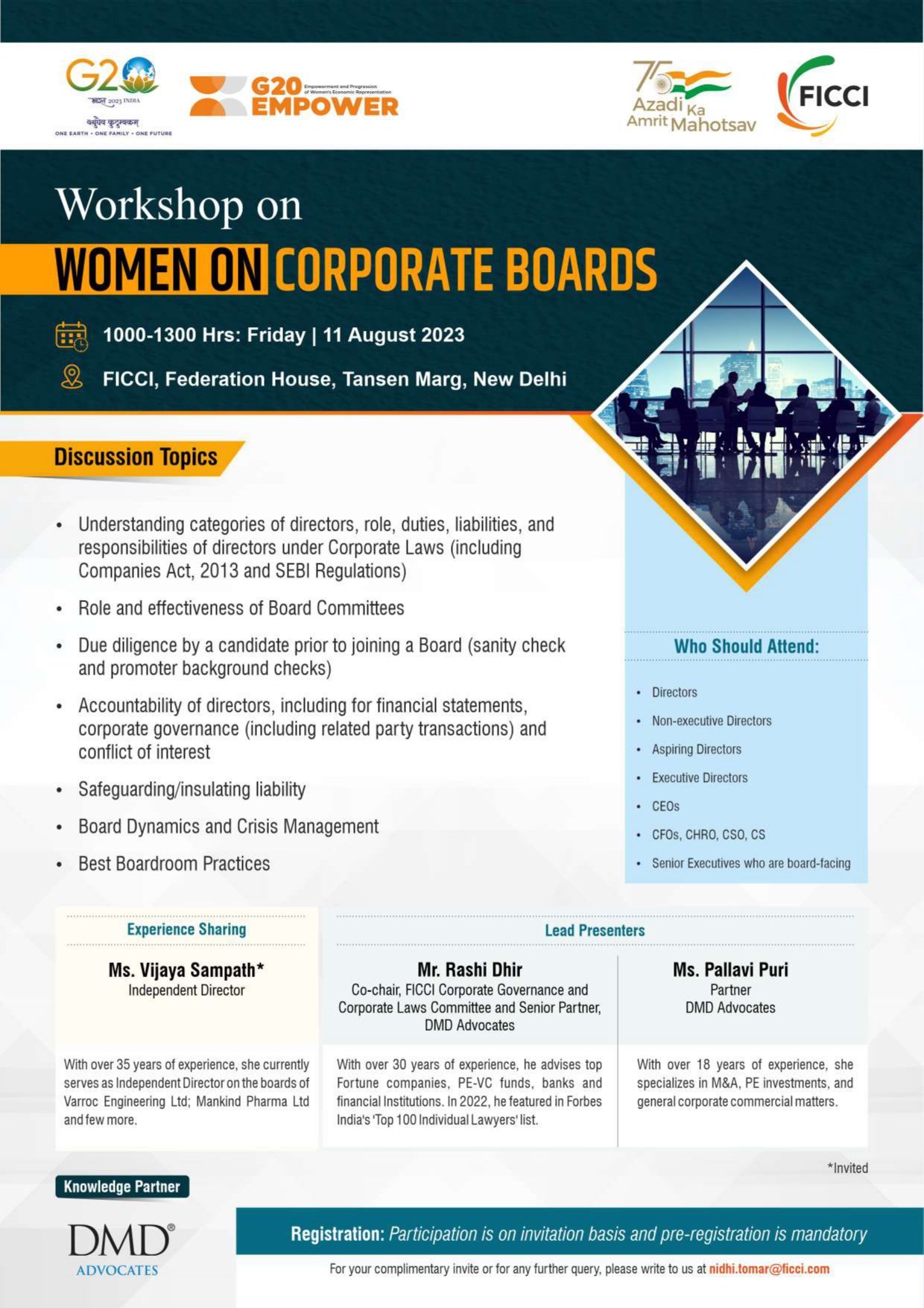 FICCI Workshop on ‘Women on Corporate Boards’