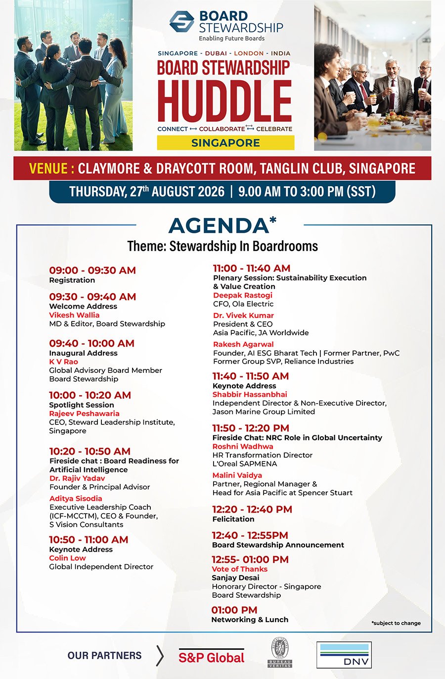Singapore Huddle Agenda